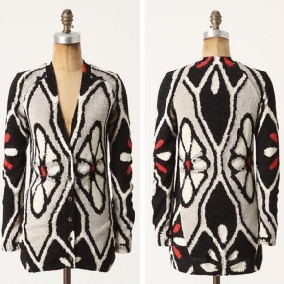 Anthro Field Flower Kaleidescope Daisy Sweater Cardigan
